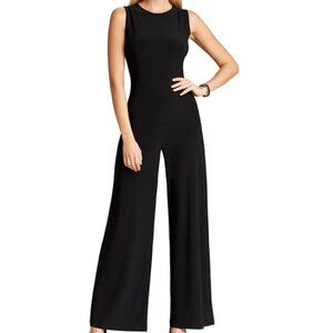 Norma Kamali Kamalikulture Black Wide Leg Stretch Sleeveless Jumpsuit Size M